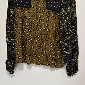Blank London Leopard Patterned Blouse in Black and Yellow